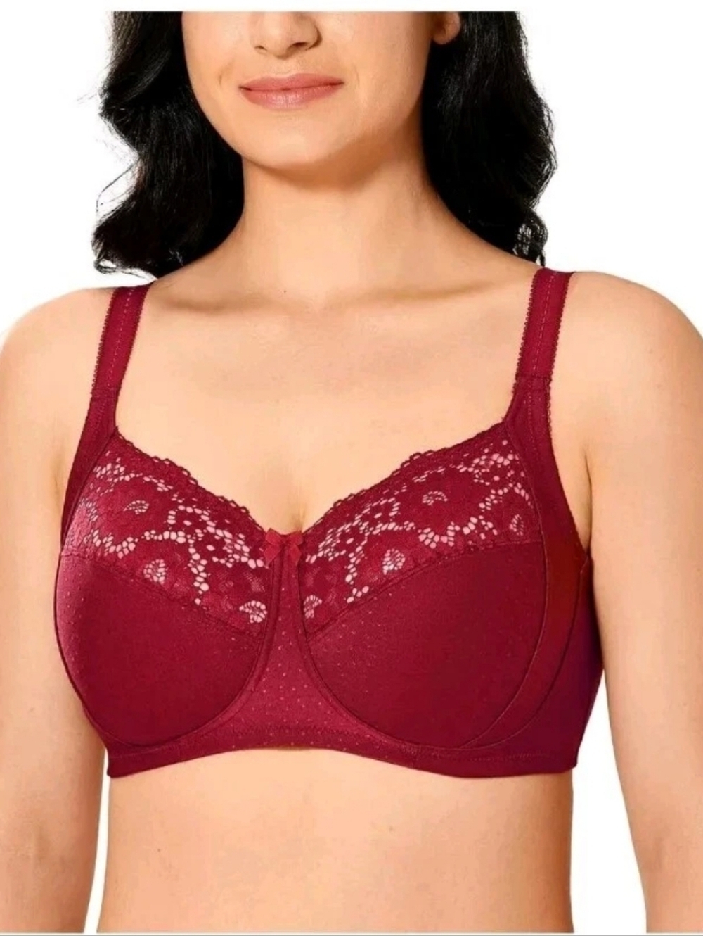 DELIMIRA Plus Size 38G Wirefree Bra Lace Full Coverage Unlined W654 Cerise.
